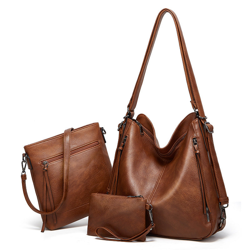 Women's Retro Fashion Three-Piece Travel Bag Set