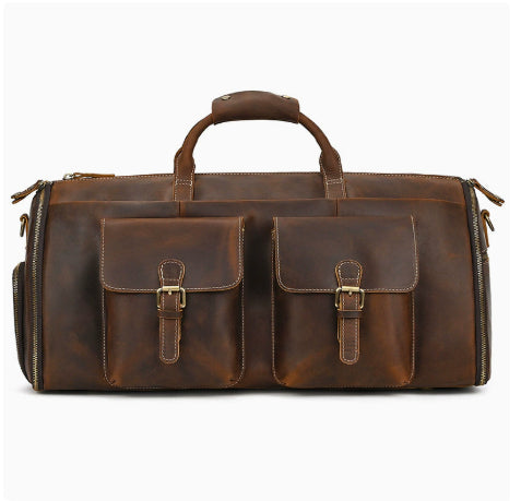 Vintage Multifunctional Leather Travel Duffle Bag Travel Bag