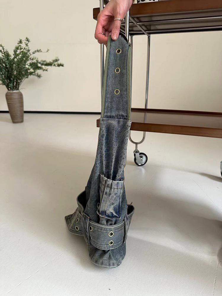 Vintage Washed Denim Travel Bag
