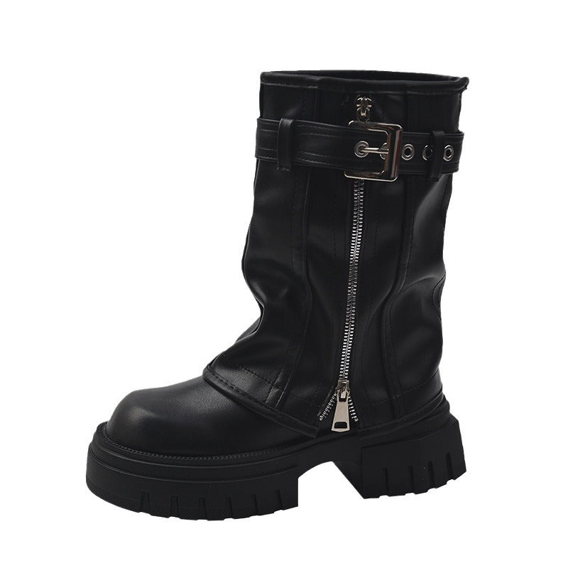 Retro Pleated Platform Boots