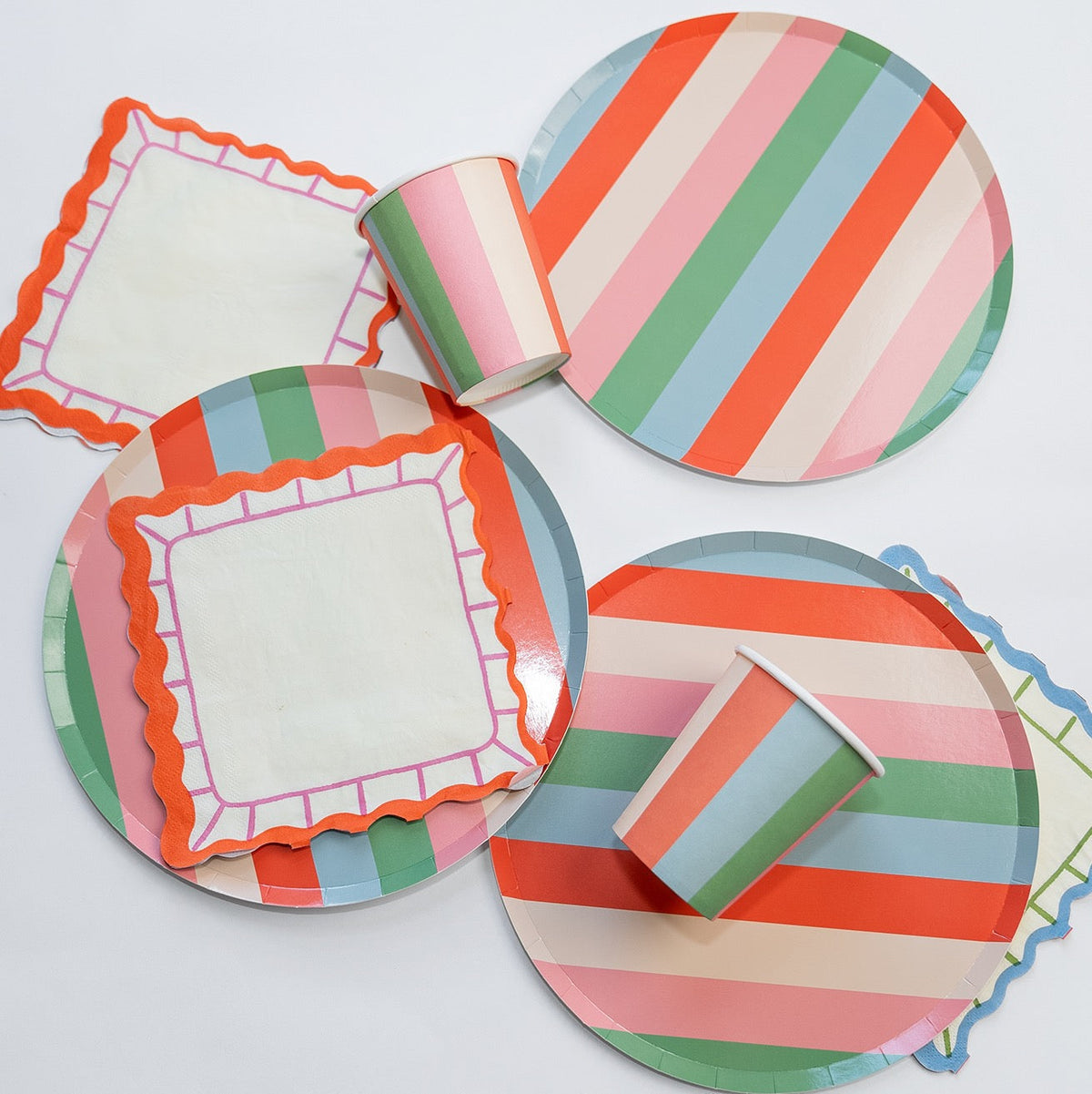 Colorful Striped Party Paper Plates 9in (x12) | Kids Birthday & Every Occasion Plates