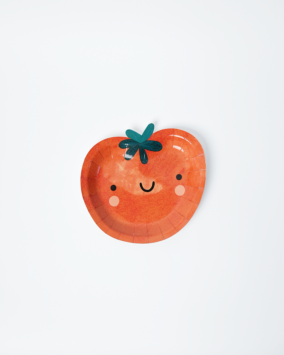 Little Chef Dessert Party Plates (x12) | Kids Cooking & Baking Birthday Party Supplies | Fruit Veggie Shaped Paper Plates